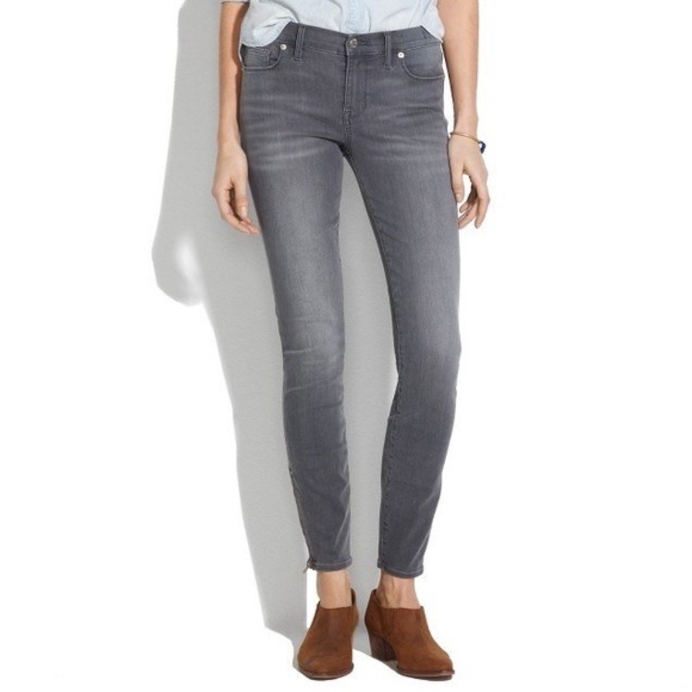 Madewell Grey Skinny Jeans with Ankle Zippers - Size 26